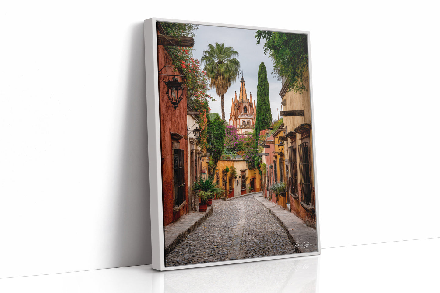Streets Woven With Colorful Tales White Framed Canvas