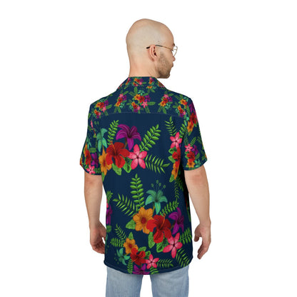 All Over Print Vibrant Tropical Hawaiian Button-Down Shirt, Summer Fashion Shirt, Vacation Wear, Luau Party Outfit, Unisex Floral Shirt, Beach Casual Top