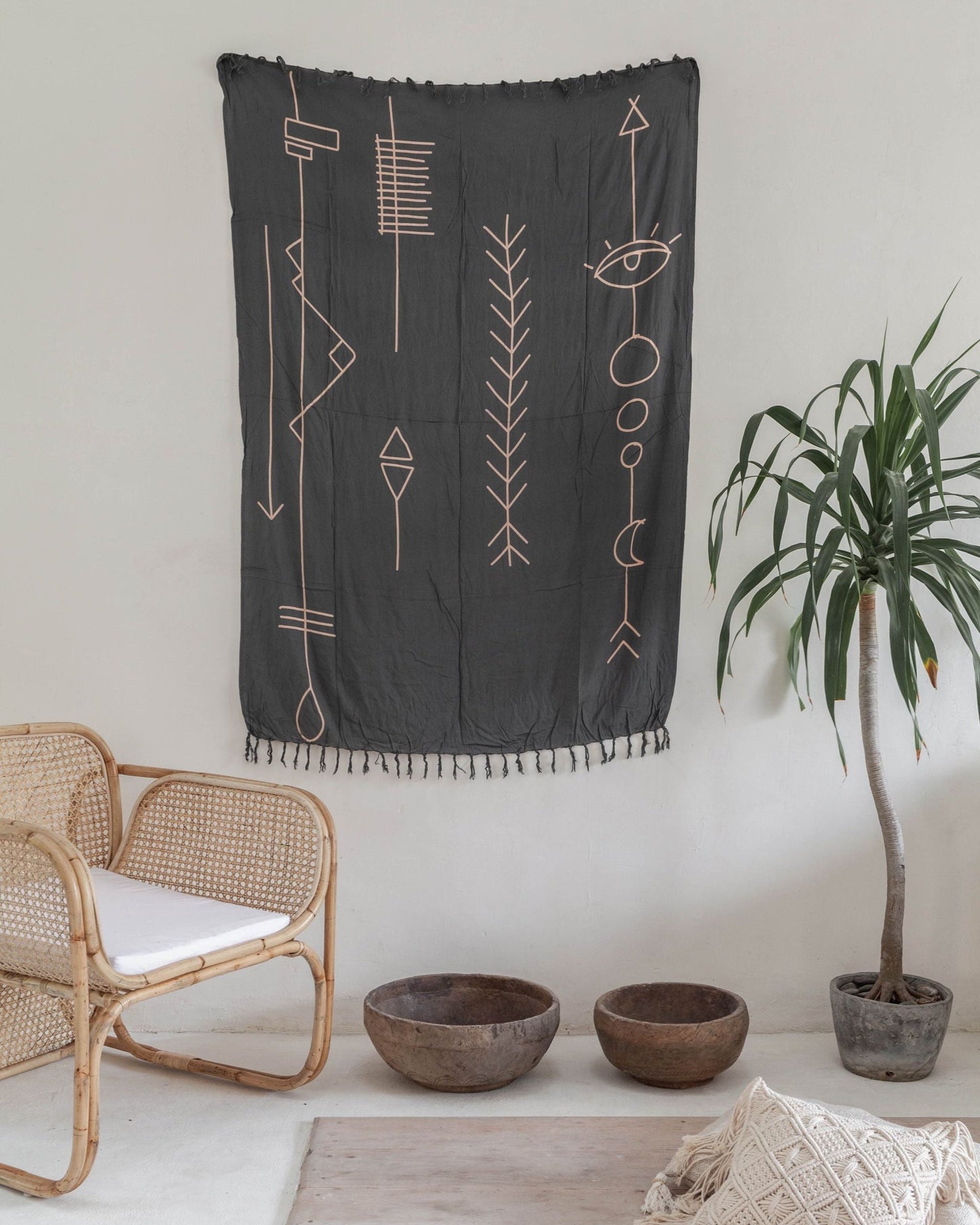 Abstract Tapestry Sarong Charcoal